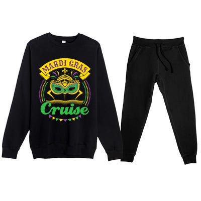 Mardi Gras Cruise Cruising Mask Cruise Ship Beads Premium Crewneck Sweatsuit Set