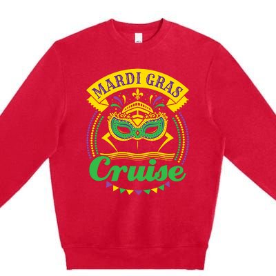 Mardi Gras Cruise Cruising Mask Cruise Ship Beads Premium Crewneck Sweatshirt