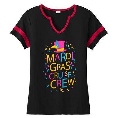 Mardi Gras Cruise Crew Ship Design Squad Festival Costume Gift Ladies Halftime Notch Neck Tee