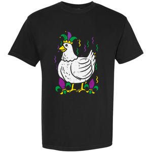 Mardi Gras Chicken Funny Outfit Farming Garment-Dyed Heavyweight T-Shirt