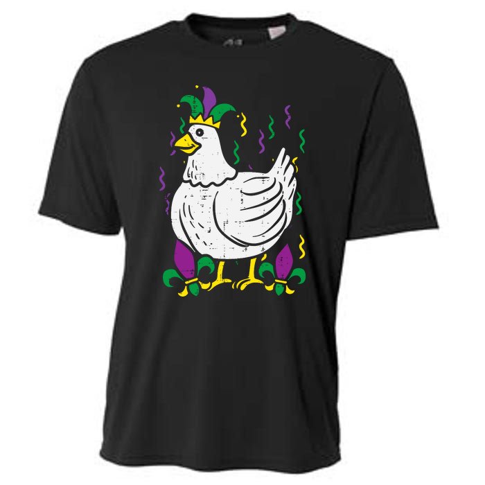 Mardi Gras Chicken Funny Outfit Farming Cooling Performance Crew T-Shirt