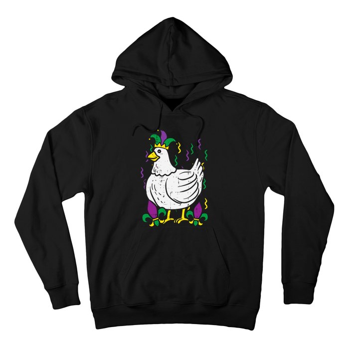 Mardi Gras Chicken Funny Outfit Farming Hoodie