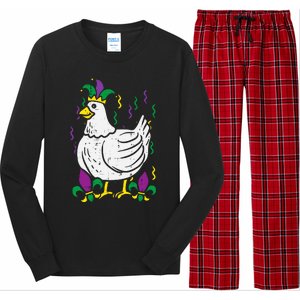 Mardi Gras Chicken Funny Outfit Farming Long Sleeve Pajama Set