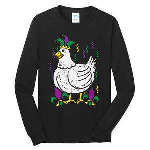 Mardi Gras Chicken Funny Outfit Farming Tall Long Sleeve T-Shirt