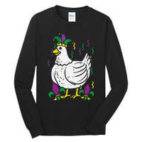 Mardi Gras Chicken Funny Outfit Farming Tall Long Sleeve T-Shirt