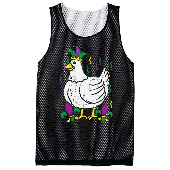 Mardi Gras Chicken Funny Outfit Farming Mesh Reversible Basketball Jersey Tank