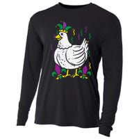 Mardi Gras Chicken Funny Outfit Farming Cooling Performance Long Sleeve Crew