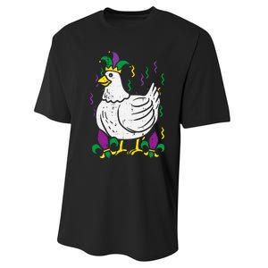 Mardi Gras Chicken Funny Outfit Farming Performance Sprint T-Shirt