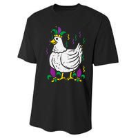 Mardi Gras Chicken Funny Outfit Farming Performance Sprint T-Shirt