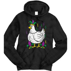 Mardi Gras Chicken Funny Outfit Farming Tie Dye Hoodie