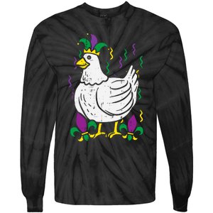 Mardi Gras Chicken Funny Outfit Farming Tie-Dye Long Sleeve Shirt