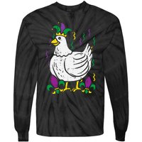 Mardi Gras Chicken Funny Outfit Farming Tie-Dye Long Sleeve Shirt