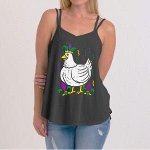 Mardi Gras Chicken Funny Outfit Farming Women's Strappy Tank