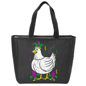 Mardi Gras Chicken Funny Outfit Farming Zip Tote Bag