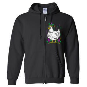 Mardi Gras Chicken Funny Outfit Farming Full Zip Hoodie