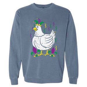 Mardi Gras Chicken Funny Outfit Farming Garment-Dyed Sweatshirt