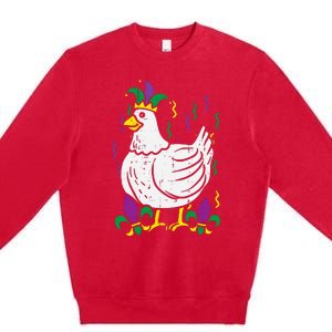 Mardi Gras Chicken Funny Outfit Farming Premium Crewneck Sweatshirt