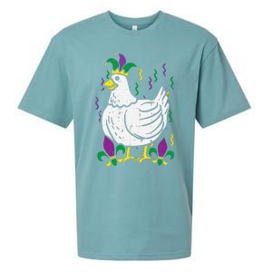 Mardi Gras Chicken Funny Outfit Farming Sueded Cloud Jersey T-Shirt