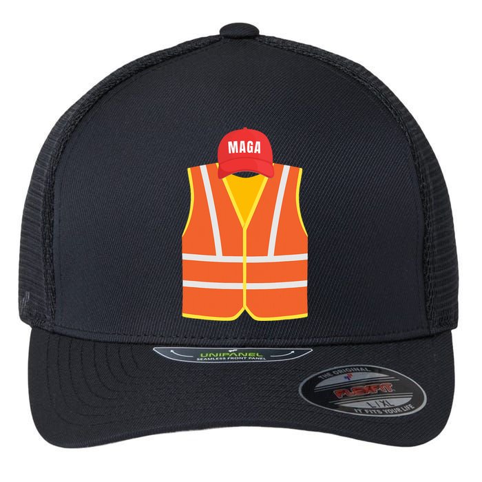 Maga Garbage Collector Vest For Trump Election Day Flexfit Unipanel Trucker Cap