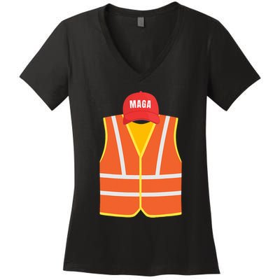 Maga Garbage Collector Vest For Trump Election Day Women's V-Neck T-Shirt