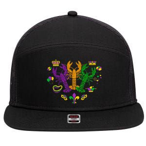 Mardi Gras Crawfish Happy Mardi Gras 2024 Matching Party 7 Panel Mesh Trucker Snapback Hat