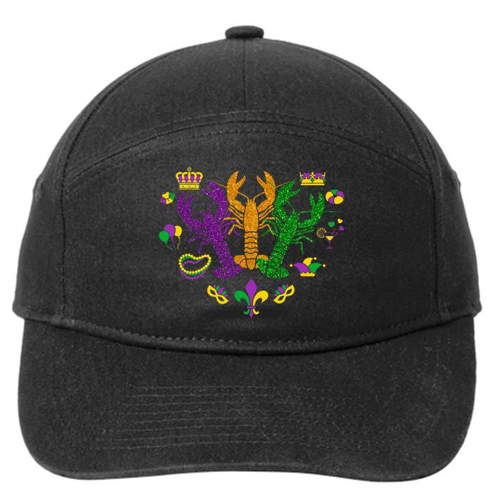 Mardi Gras Crawfish Happy Mardi Gras 2024 Matching Party 7-Panel Snapback Hat