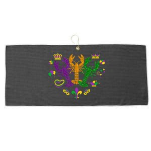 Mardi Gras Crawfish Happy Mardi Gras 2024 Matching Party Large Microfiber Waffle Golf Towel