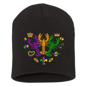 Mardi Gras Crawfish Happy Mardi Gras 2024 Matching Party Short Acrylic Beanie