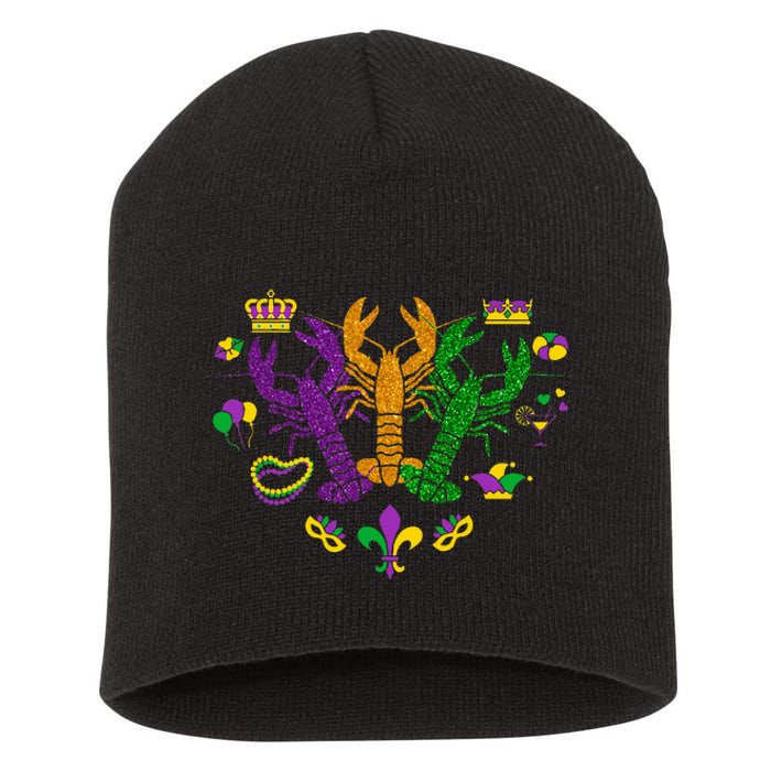 Mardi Gras Crawfish Happy Mardi Gras 2024 Matching Party Short Acrylic Beanie