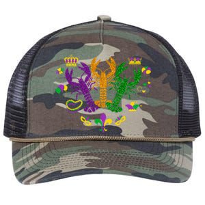 Mardi Gras Crawfish Happy Mardi Gras 2024 Matching Party Retro Rope Trucker Hat Cap