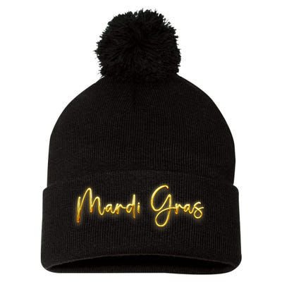 Mardi Gras Celebration Logo Pom Pom 12in Knit Beanie