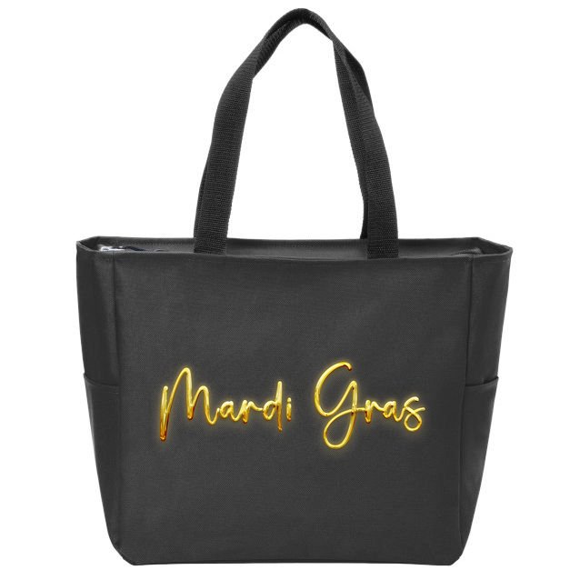 Mardi Gras Celebration Logo Zip Tote Bag