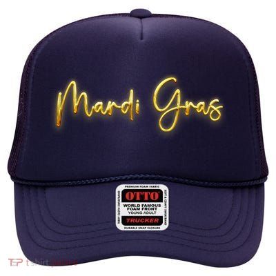 Mardi Gras Celebration Logo High Crown Mesh Back Trucker Hat