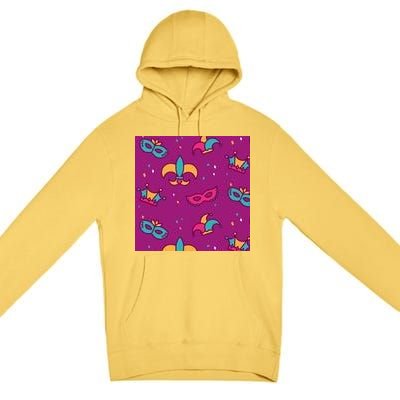 Mardi Gras Colorful Celebration Pattern Premium Pullover Hoodie