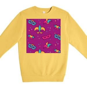 Mardi Gras Colorful Celebration Pattern Premium Crewneck Sweatshirt