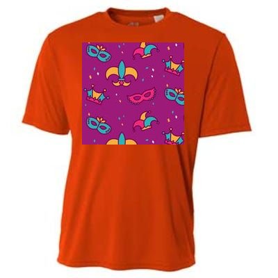 Mardi Gras Colorful Celebration Pattern Cooling Performance Crew T-Shirt