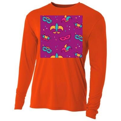 Mardi Gras Colorful Celebration Pattern Cooling Performance Long Sleeve Crew