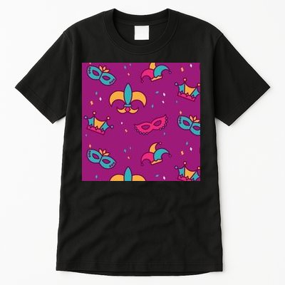 Mardi Gras Colorful Celebration Pattern Tall T-Shirt