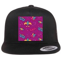 Mardi Gras Colorful Celebration Pattern Flatbill Hat