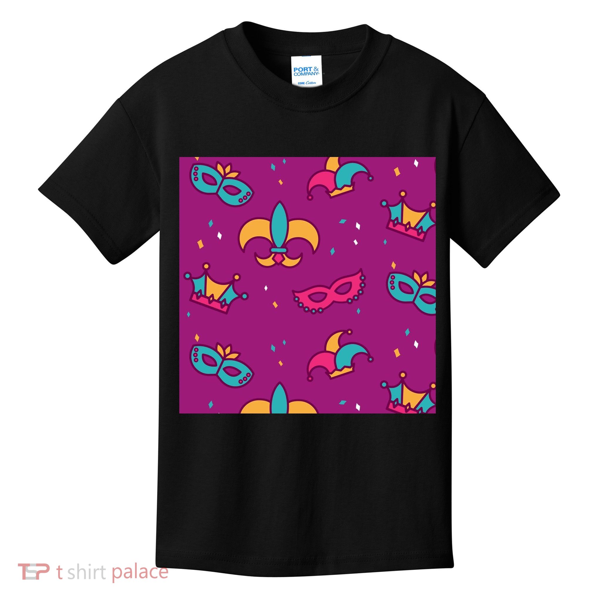 Mardi Gras Colorful Celebration Pattern Kids T-Shirt