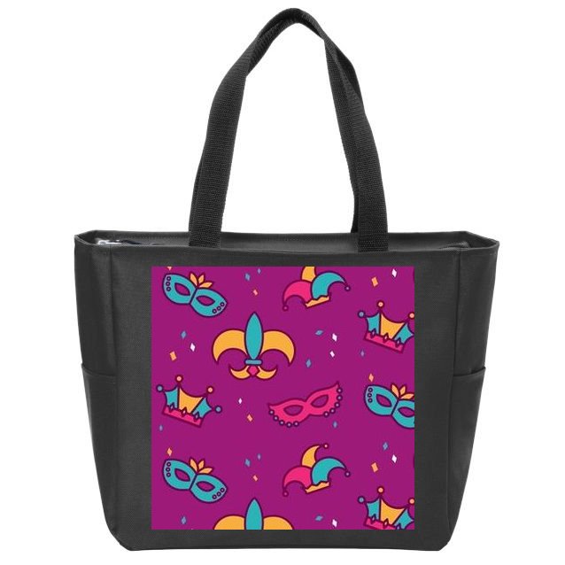 Mardi Gras Colorful Celebration Pattern Zip Tote Bag