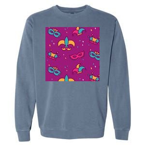 Mardi Gras Colorful Celebration Pattern Garment-Dyed Sweatshirt