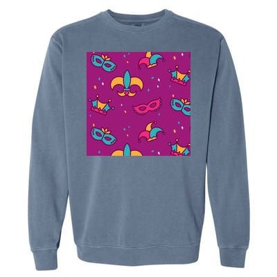 Mardi Gras Colorful Celebration Pattern Garment-Dyed Sweatshirt