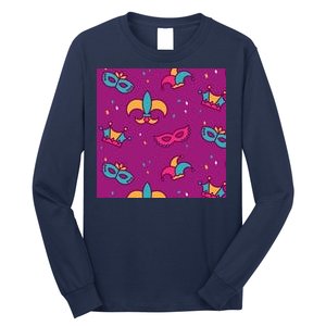 Mardi Gras Colorful Celebration Pattern Long Sleeve Shirt