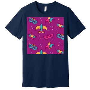 Mardi Gras Colorful Celebration Pattern Premium T-Shirt