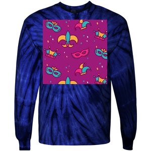 Mardi Gras Colorful Celebration Pattern Tie-Dye Long Sleeve Shirt