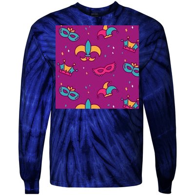 Mardi Gras Colorful Celebration Pattern Tie-Dye Long Sleeve Shirt