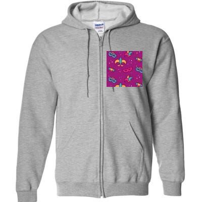 Mardi Gras Colorful Celebration Pattern Full Zip Hoodie