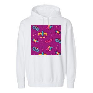 Mardi Gras Colorful Celebration Pattern Garment-Dyed Fleece Hoodie