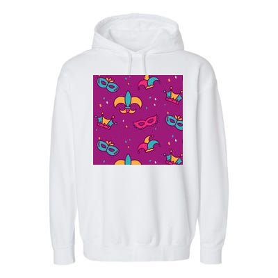 Mardi Gras Colorful Celebration Pattern Garment-Dyed Fleece Hoodie